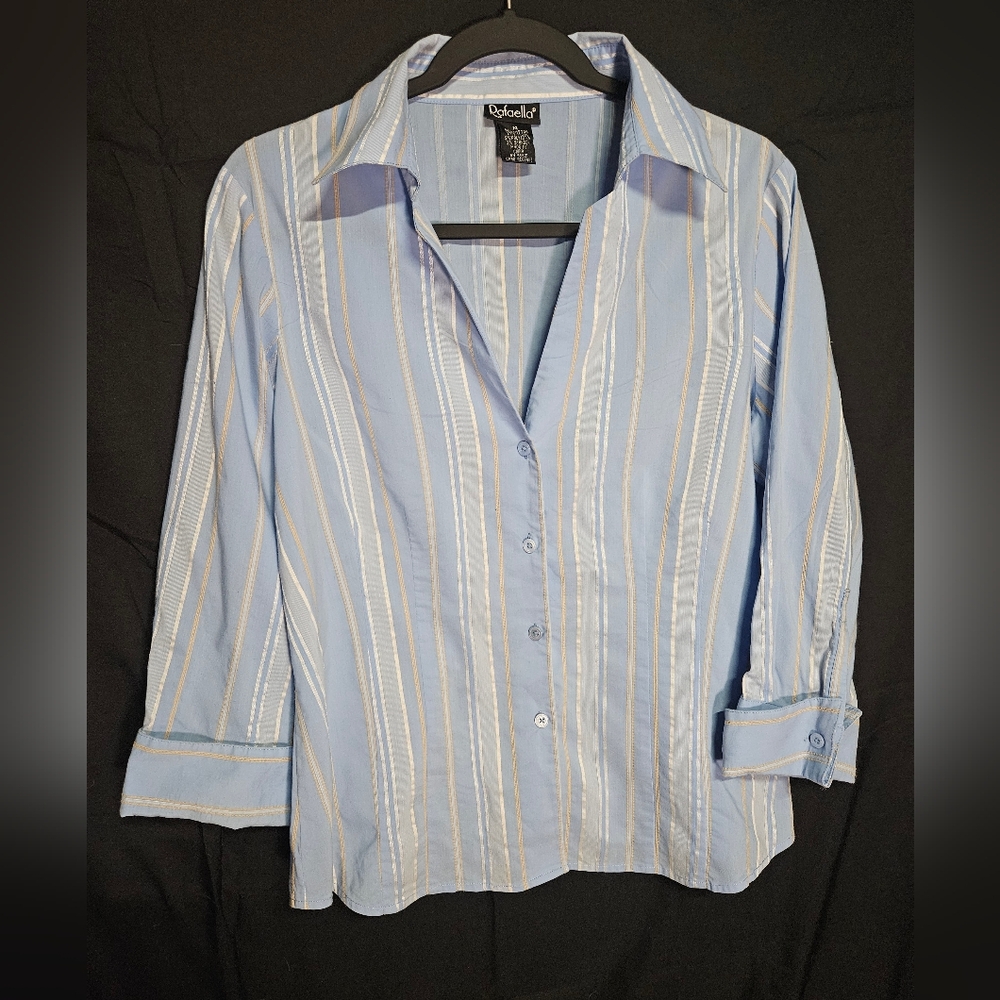 Rafaella Light Blue and White Shirt